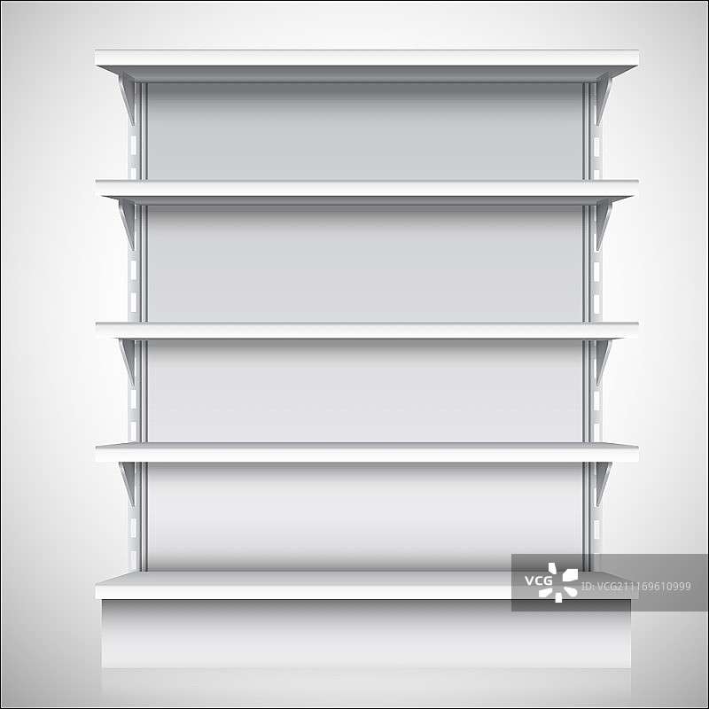 白色背景上孤立的白色空置超市零售店货架矢量图图片素材