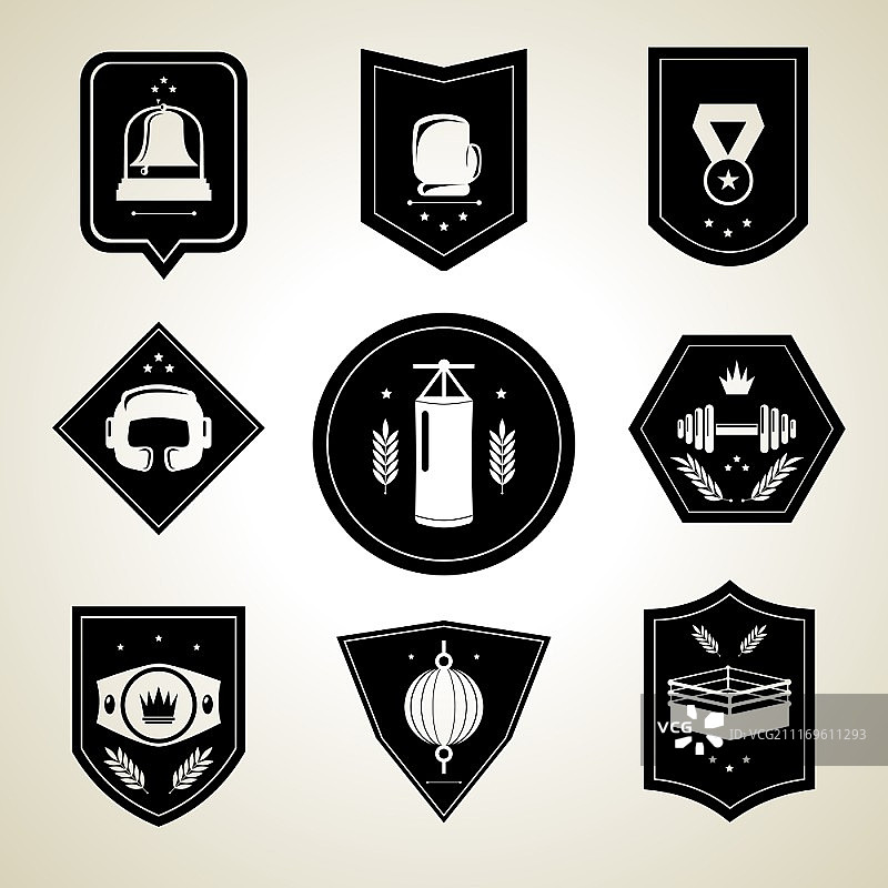 拳击比赛黑色标志矢量图图片素材