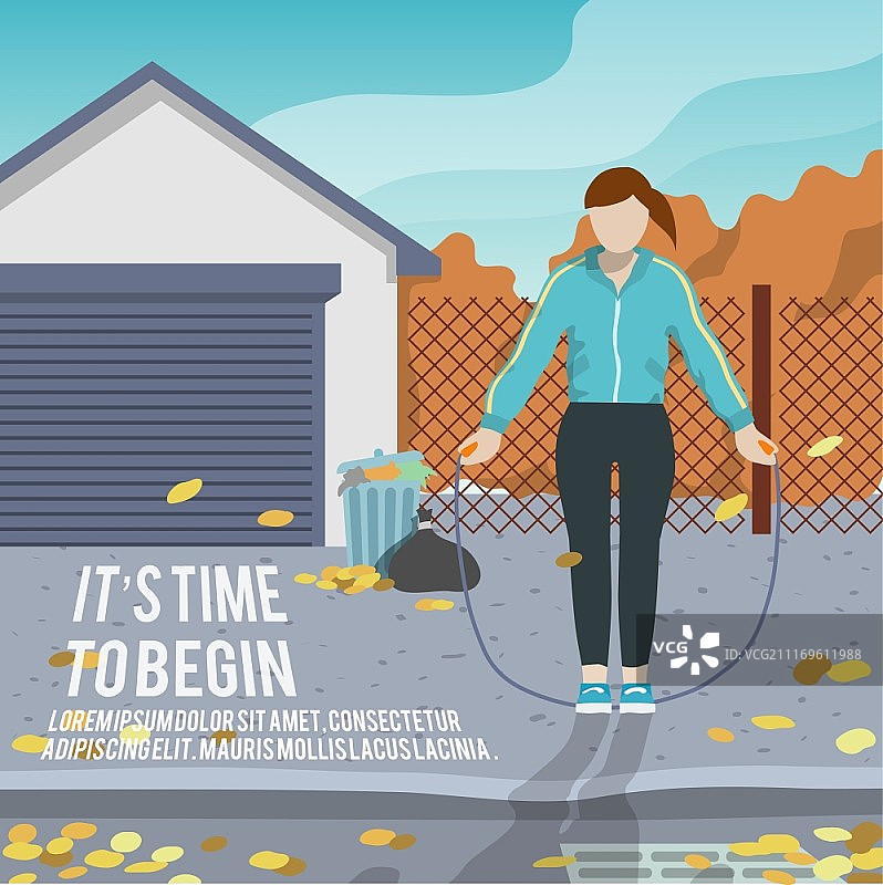 跳绳健身海报矢量图图片素材