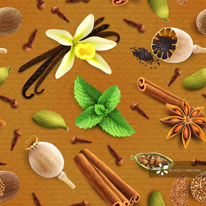 糖果香料食品装饰元素无缝图案矢量插图图片素材