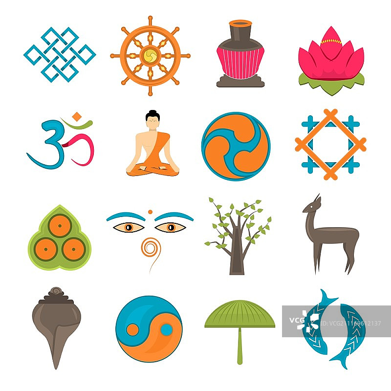 佛教教堂传统符号图标矢量图图片素材
