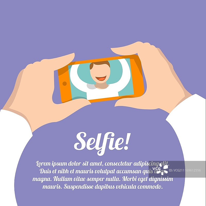 男子用智能手机自拍海报矢量图图片素材