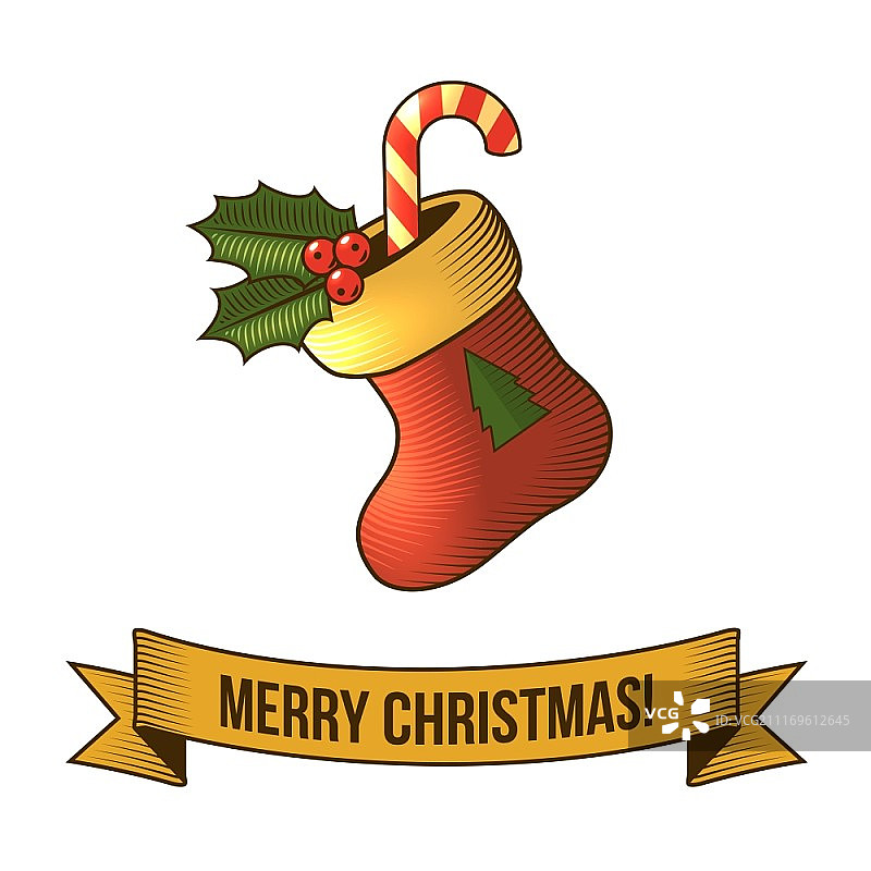 圣诞快乐新年节日鹿图标与丝带矢量图图片素材