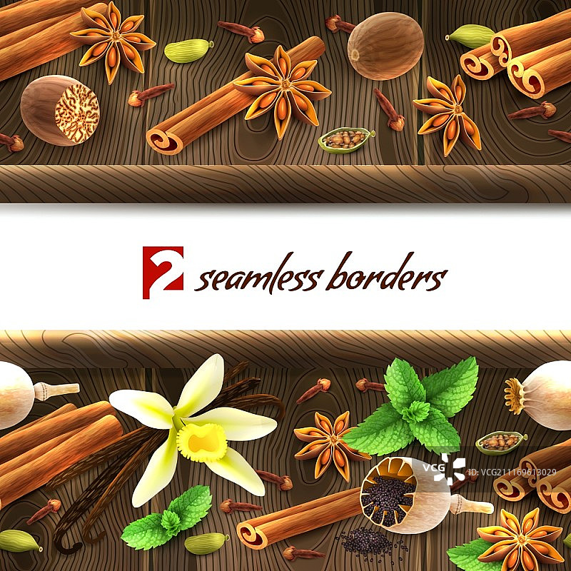 深色木纹糖果香料无缝边框矢量图图片素材