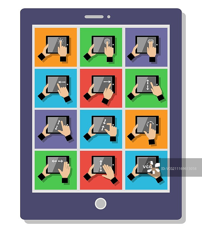 平板电脑手势图标矢量图图片素材