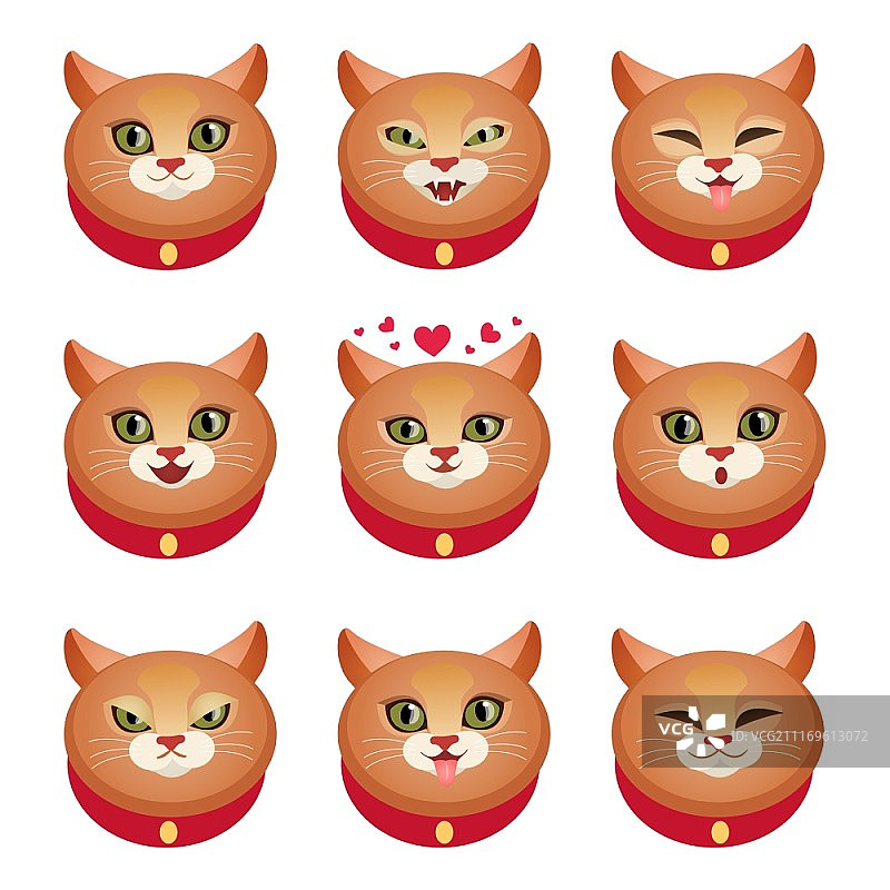可爱猫脸表情装饰图标矢量插画图片素材