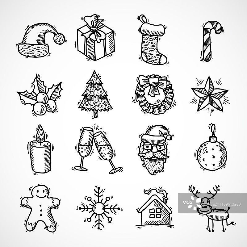 圣诞新年节日装饰图标矢量插画图片素材