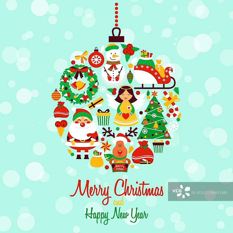 节日彩球造型的圣诞新年装饰图标矢量图图片素材