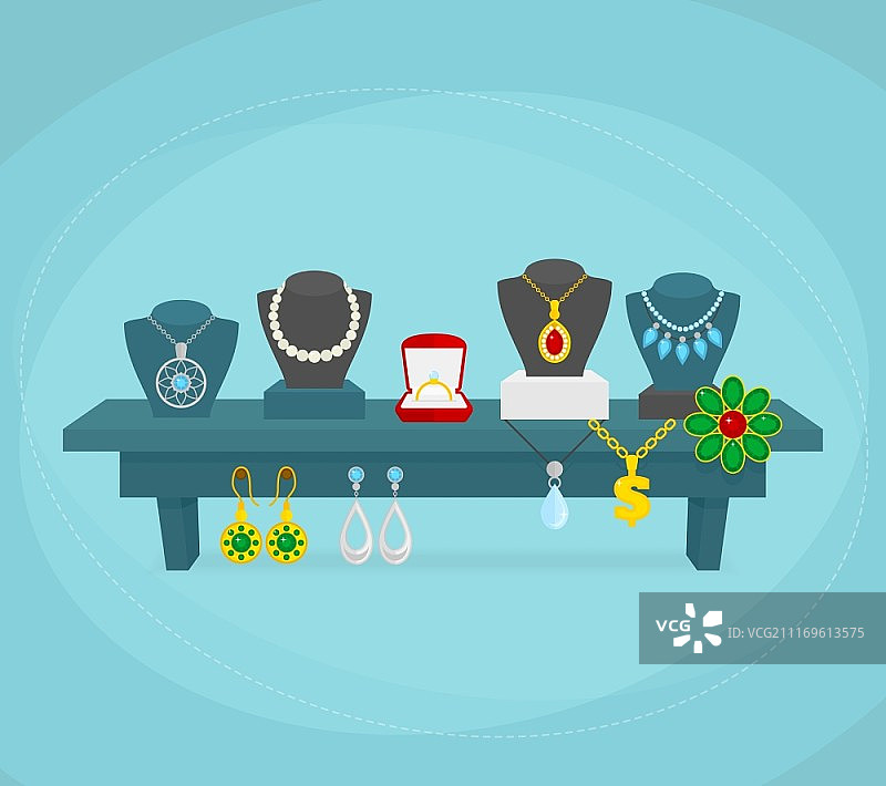 银色金色婚礼珠宝店展示概念矢量图图片素材