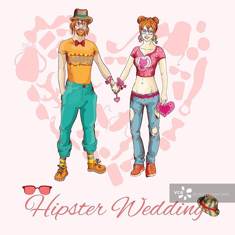 心形背景情侣时尚设计元素婚礼请柬图片素材