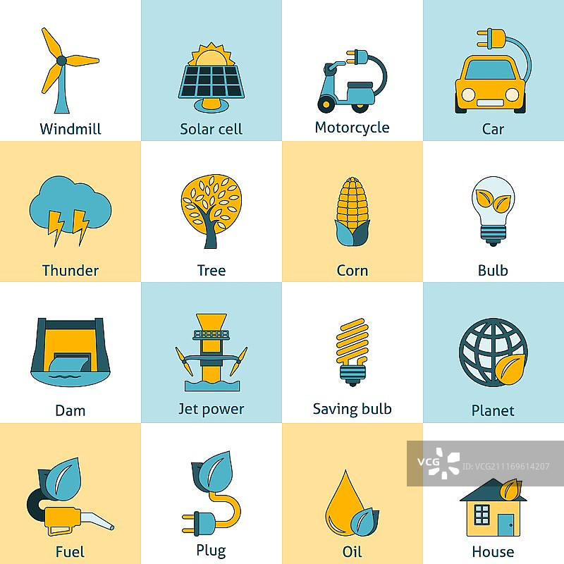 现代生态节能系统扁平化图标（太阳能电池）图片素材