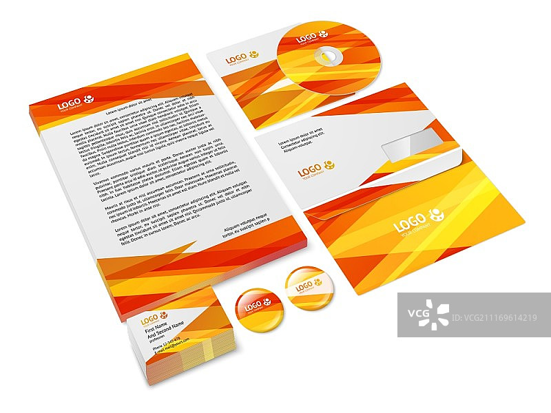 橙色抽象企业商务文具模板矢量素材图片素材