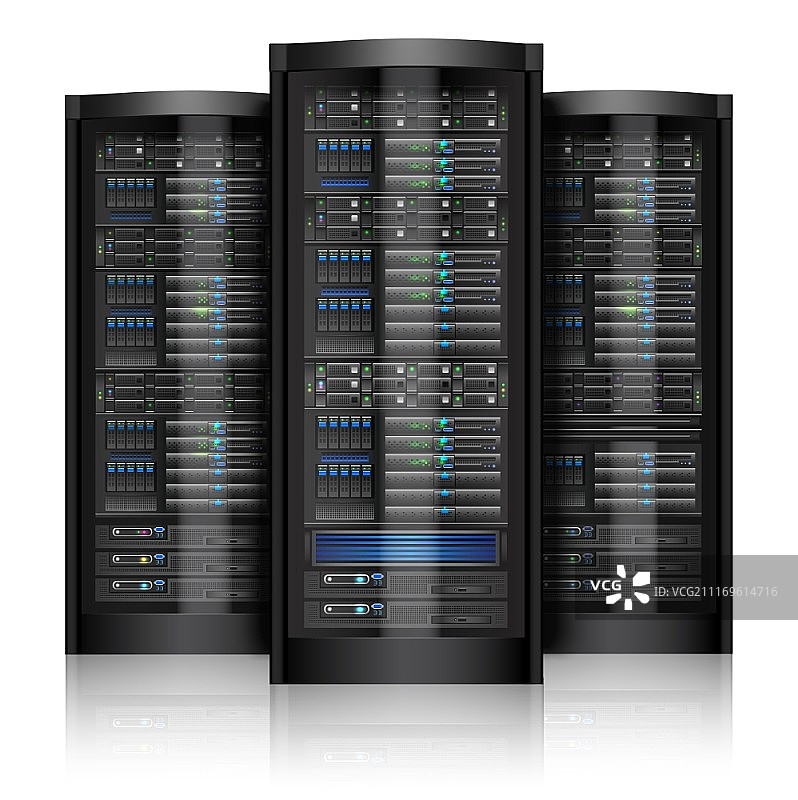 白色背景上的网络服务器计算机硬件技术矢量图图片素材