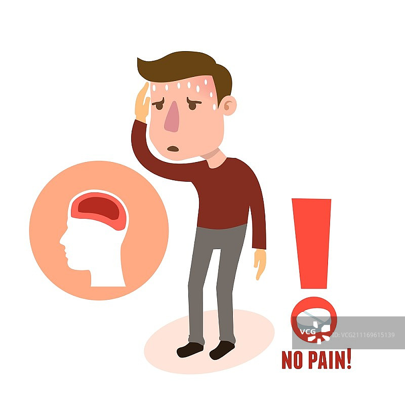 头痛的生病男人吃药矢量图图片素材