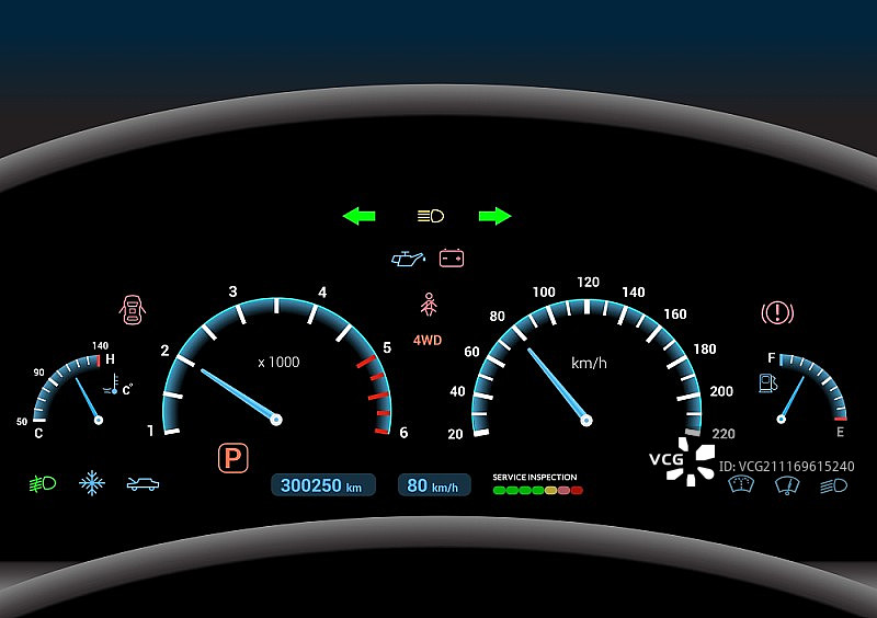 现代汽车仪表盘控制面板速度显示矢量图图片素材