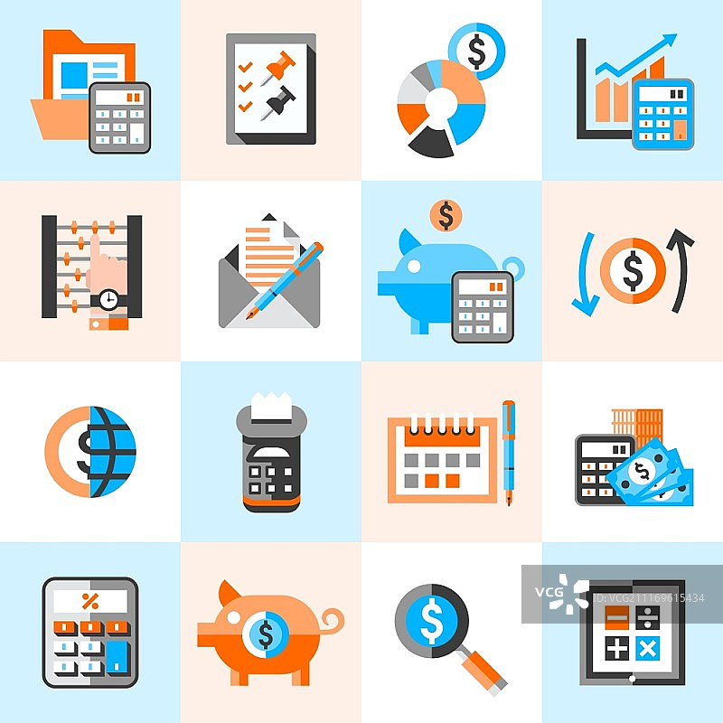 会计金融银行预算投资图标集矢量图图片素材