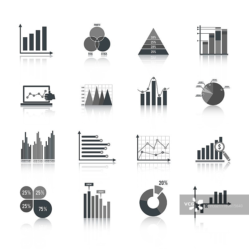 商业元素点状条形饼图黑色图标矢量素材图片素材