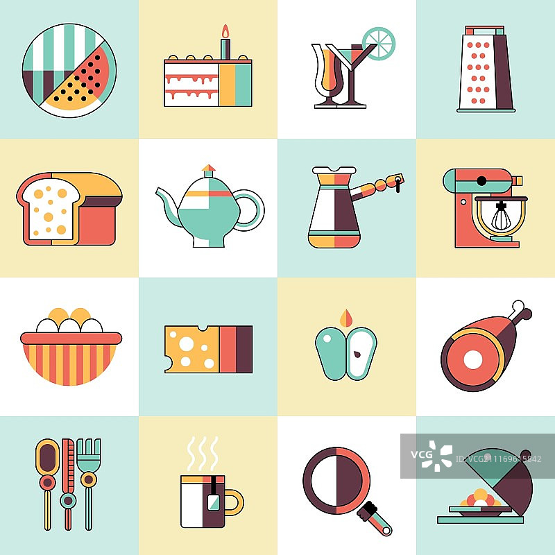 面包鸡蛋蛋糕鸡尾酒食物烹饪图标图片素材