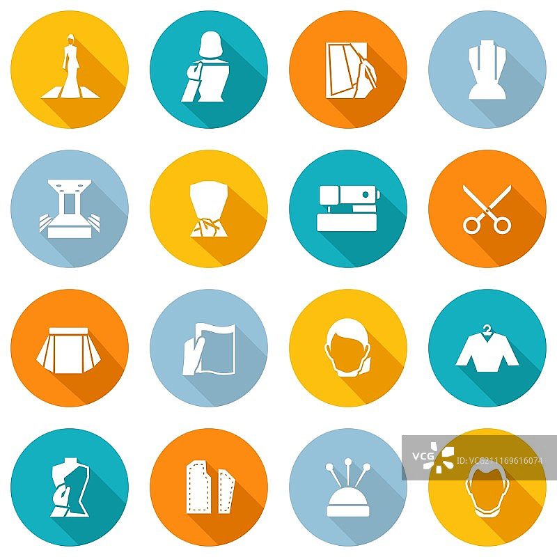服装设计师图标，包含服装缝纫机剪刀，独立矢量图图片素材
