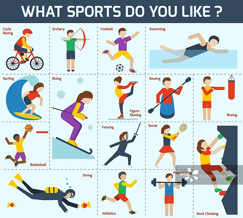包含自行车、射箭、足球、游泳等运动图标的合集矢量图图片素材