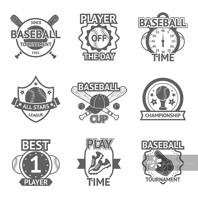 棒球锦标赛选手冠军黑色标志矢量图图片素材