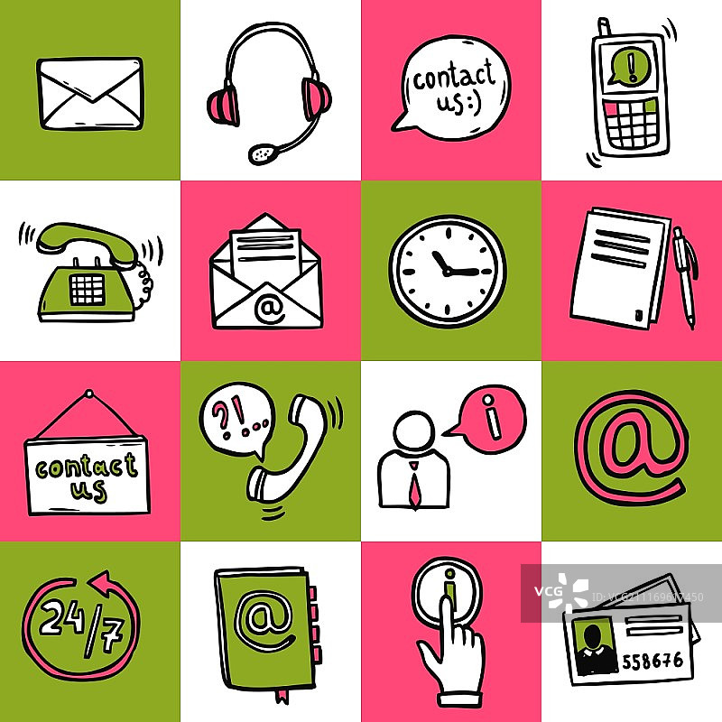 联系我们服务台电话热线服务草图图标集矢量图图片素材