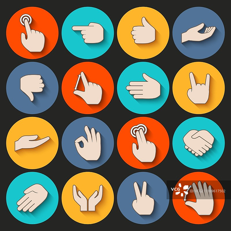 人类手指手势图标集矢量图图片素材