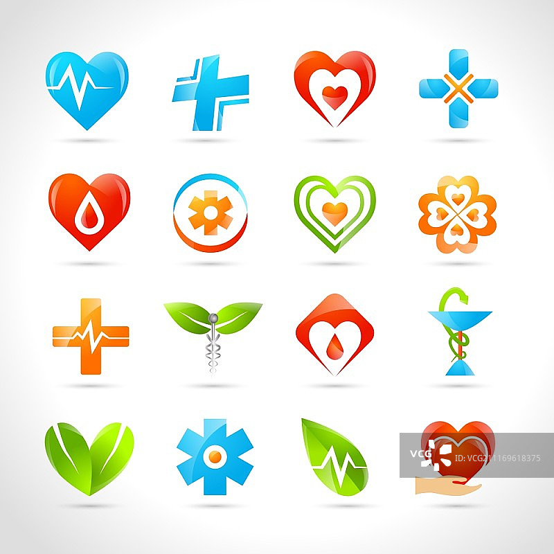 医疗医药和保健logo设计图标集矢量图图片素材