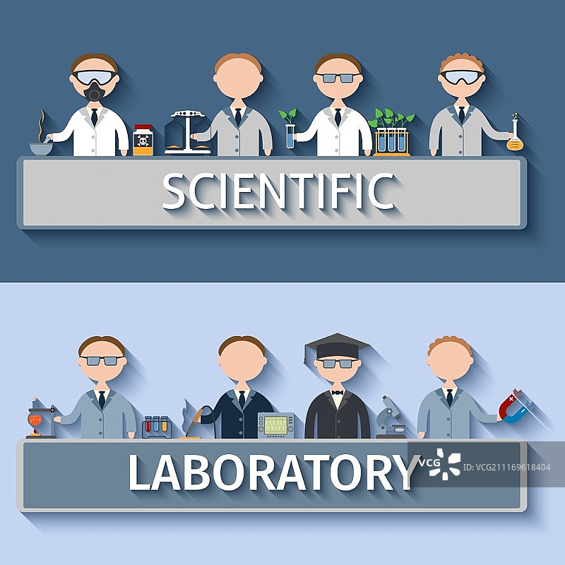 科学家在实验室进行研究观察矢量插图图片素材