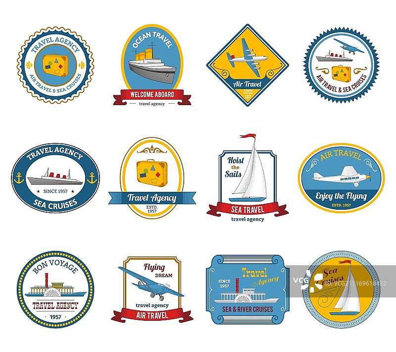 豪华游艇航海度假旅游代理彩色图标图片素材