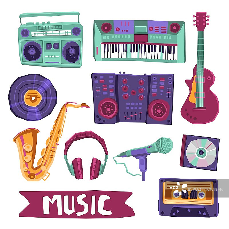 乐器和音频设备音乐图标集矢量图图片素材