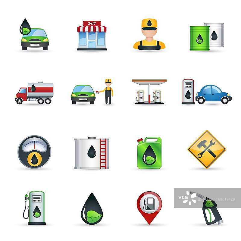加油站图标矢量图集图片素材