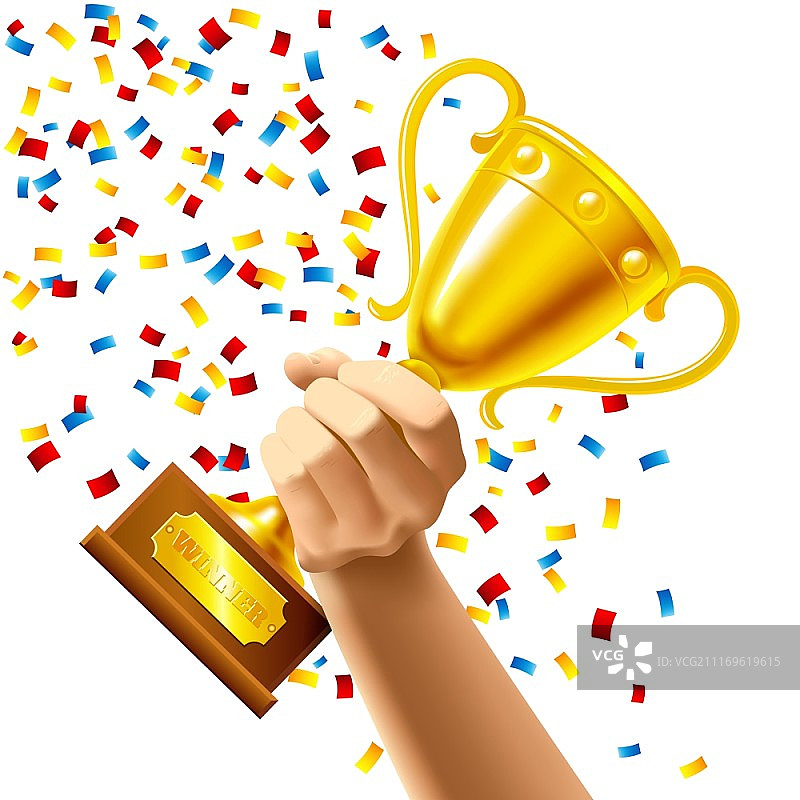 手持奖杯图片素材