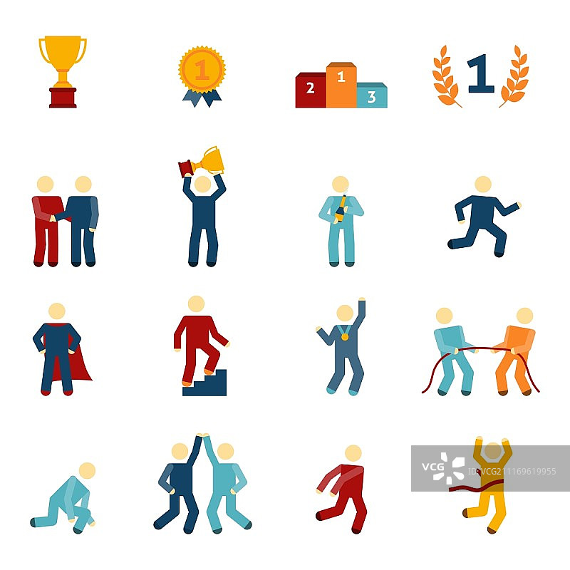比赛图标扁平合集图片素材