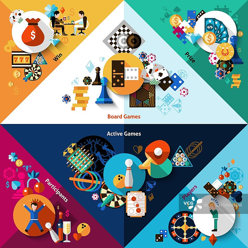 机会游戏桌与活力运动角矢量插画图片素材