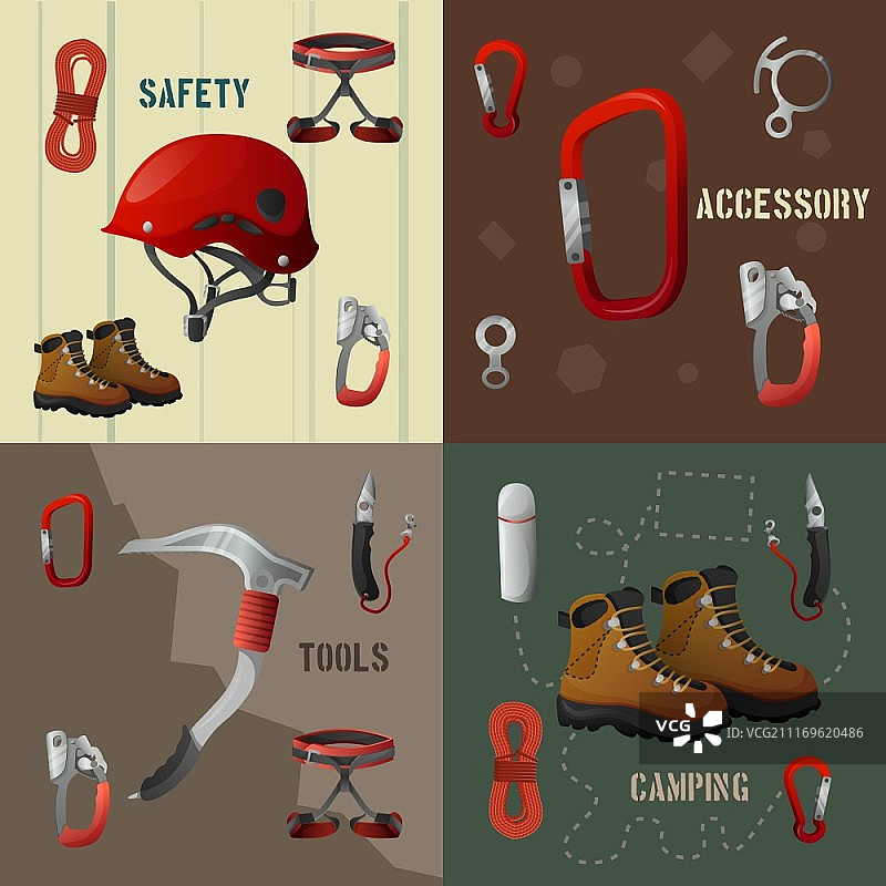 攀登安全配件工具抽象矢量插图图片素材