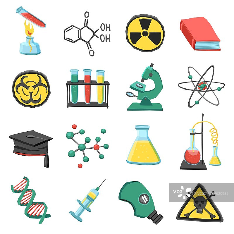 实验室化学图标集，用于科学教育，矢量素材图片素材