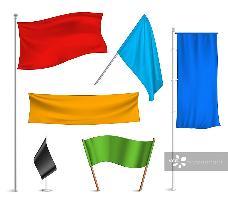 彩色旗帜banner图标组合图片素材