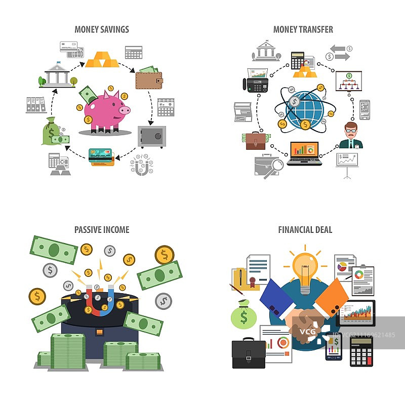 金融和储蓄装饰图标集矢量图图片素材