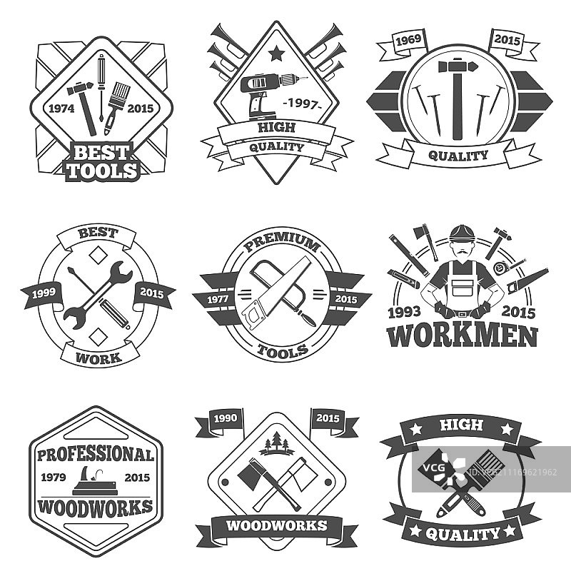 手工工具标签矢量图图片素材