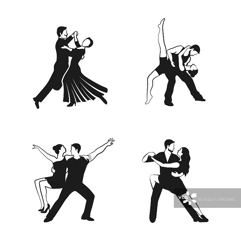 黑人剪影舞蹈图标矢量图图片素材