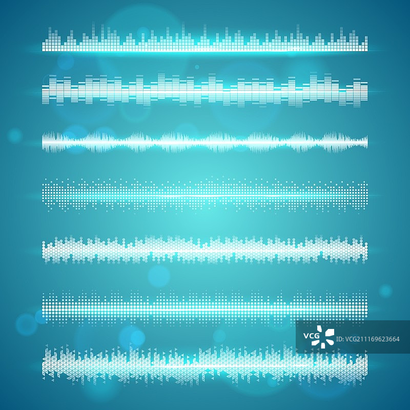 水平线声波显示现代电子节拍声音天空蓝背景矢量图图片素材