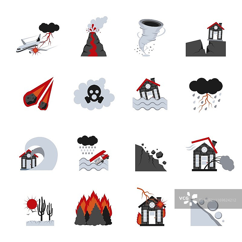 自然灾害图标集图片素材