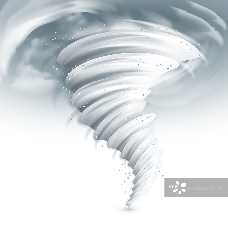 逼真的龙卷风与乌云天空矢量插画图片素材