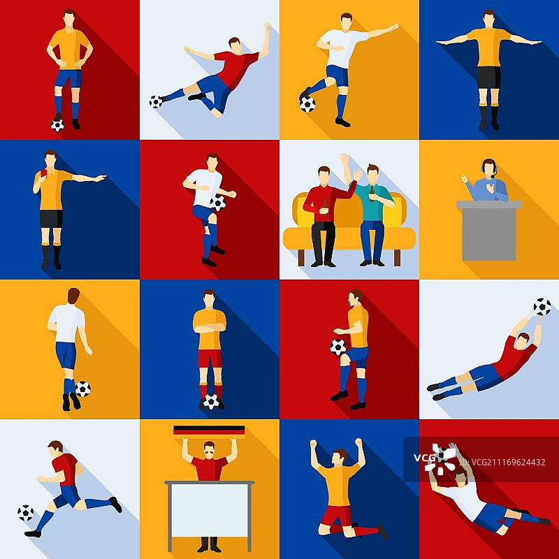 足球运动员图标（扁平风格）图片素材