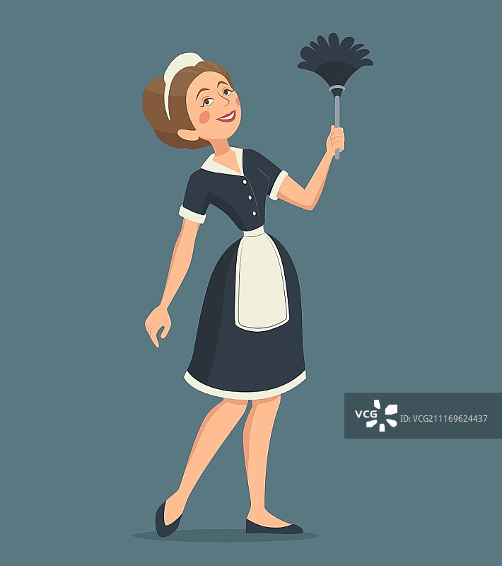微笑的清洁女工插画图片素材