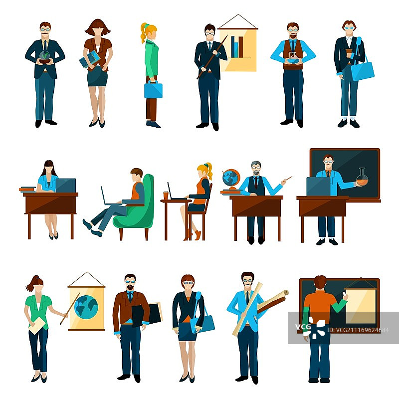 大学师生头像合集矢量插画图片素材