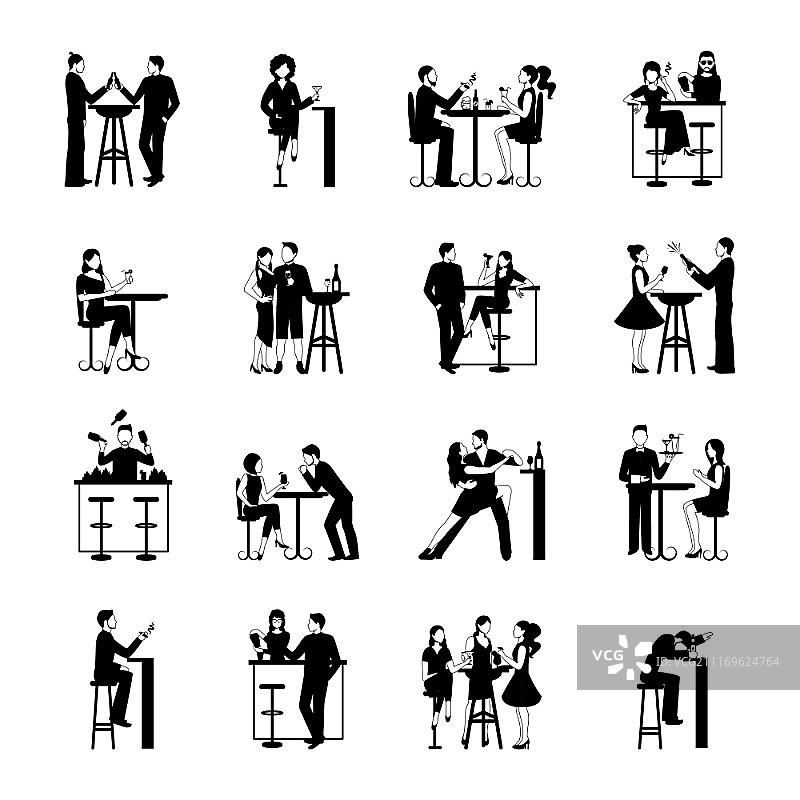 饮酒人图标黑白隔离矢量图图片素材