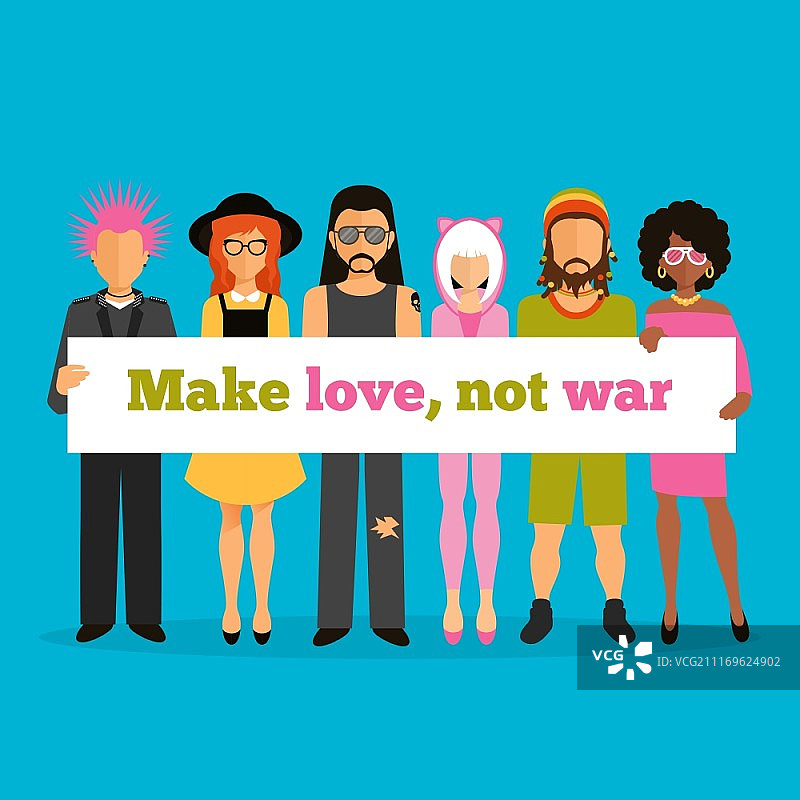 不同亚文化群体与banner扁平矢量图图片素材