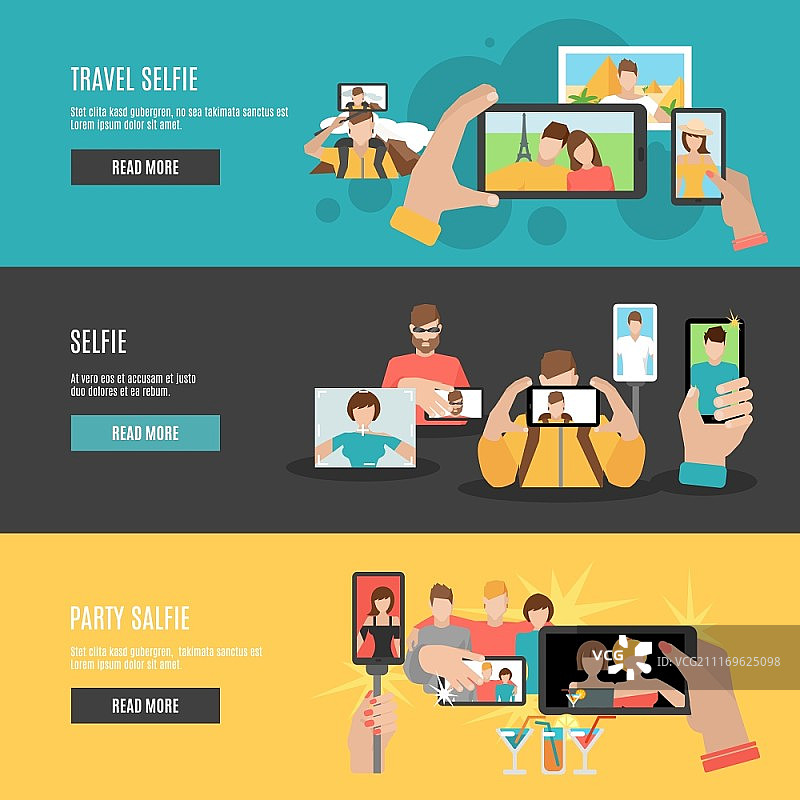 旅行和朋友聚会自拍互动网页横幅（易拉宝）图片素材